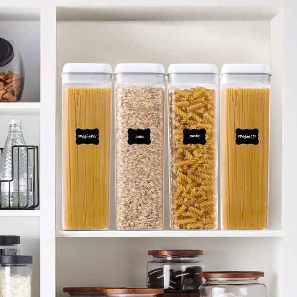 Airtight Food Storage Containers, Vtopmart 4 Pieces BPA Free Plastic Spaghetti Containers with Easy Lock Lids, for Kitchen Pantry Organization and Storage, Include 24 Labels - Image 4