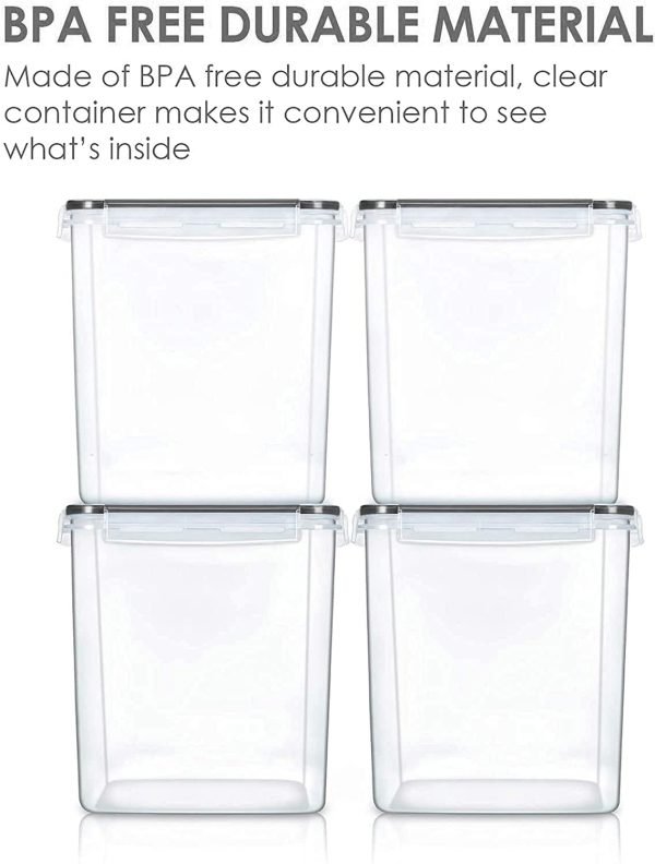 Vtopmart Food Storage Containers 2.5L / 84.5oz, 4 Pieces BPA Free Plastic Airtight Food Storage Containers for Flour, Sugar, Baking Supplies, with 4 Measuring Spoons and 24 Labels,Black - Image 5