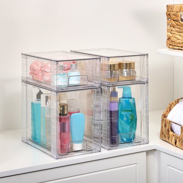 Vtopmart 4 Pack Large Stackable Plastic Storage Drawers, Acrylic Clear Bathroom Closet Undersink Organizer - Image 7