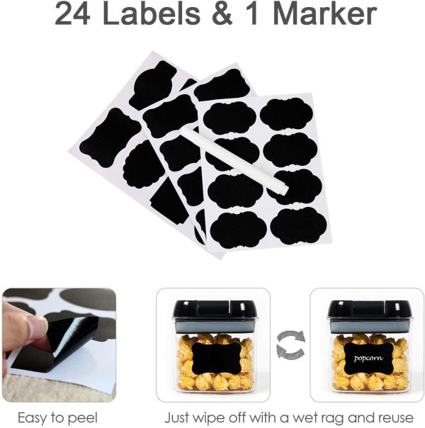 Airtight Food Storage Containers, Vtopmart 7 Pieces BPA Free Plastic Cereal Containers with Easy Lock Lids, for Kitchen Pantry Organization and Storage, Include 24 Labels,Black - Image 6