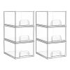 Vtopmart 6 Pack Clear Stackable Plastic Storage Drawers, 4.4'' Tall Acrylic Bathroom Makeup Organizer
