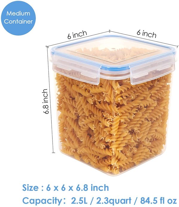 Food Storage Containers 2.5L / 84.5oz, Vtopmart 4 Pieces BPA Free Plastic Airtight Food Storage Containers for Flour, Sugar, Baking Supplies, with 4 Measuring Spoons and 24 Labels,Blue - Image 2