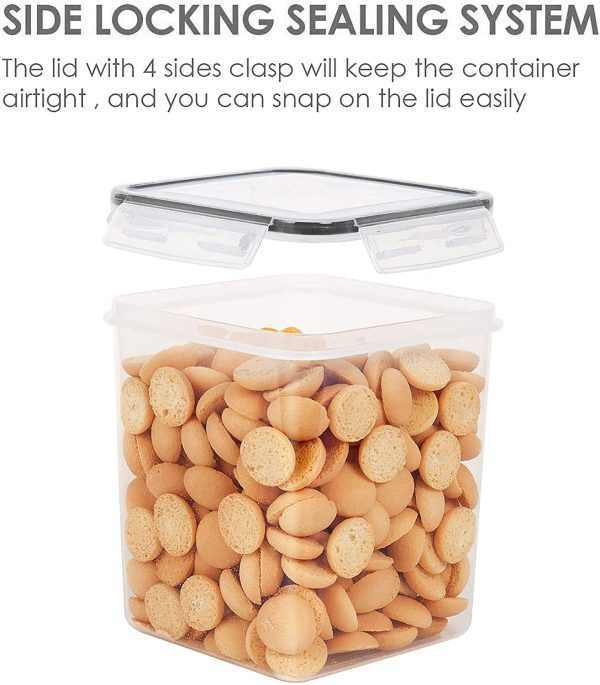 Vtopmart Food Storage Containers 2.5L / 84.5oz, 4 Pieces BPA Free Plastic Airtight Food Storage Containers for Flour, Sugar, Baking Supplies, with 4 Measuring Spoons and 24 Labels,Black - Image 4