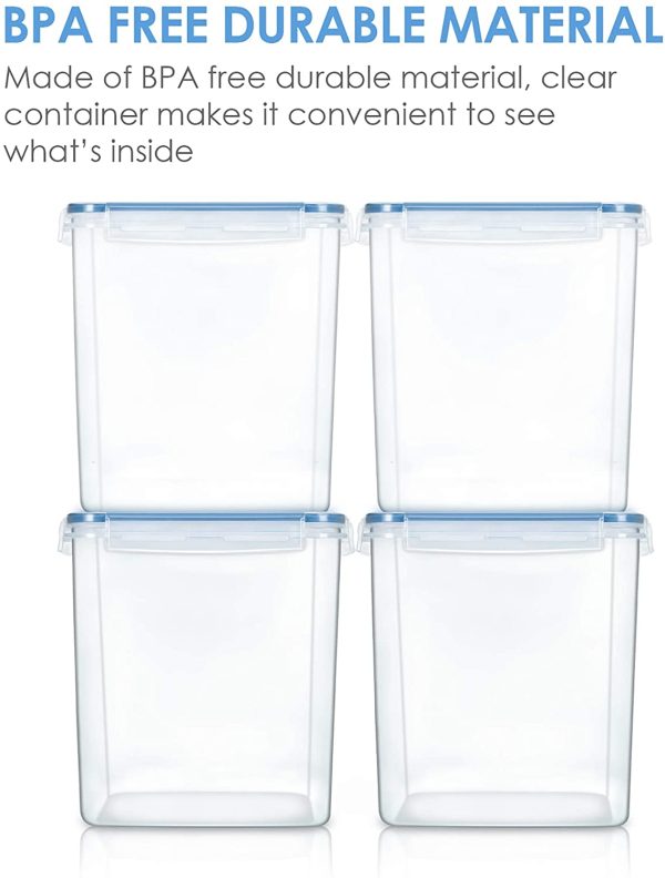 Food Storage Containers 2.5L / 84.5oz, Vtopmart 4 Pieces BPA Free Plastic Airtight Food Storage Containers for Flour, Sugar, Baking Supplies, with 4 Measuring Spoons and 24 Labels,Blue - Image 6