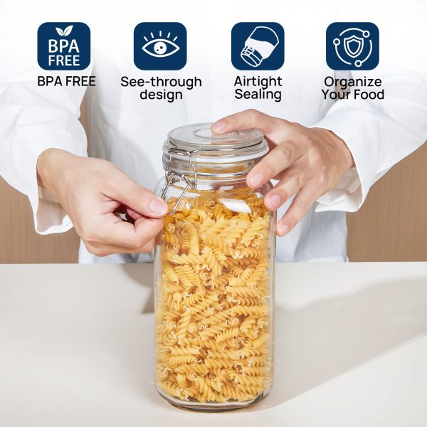 Vtopmart 3 PCS Airtight Glass Jars with Lids, Vtopmart 3 PCS Food Storage Canister, Square Mason Jar Containers, 78oz*1+50oz*2 - Image 7