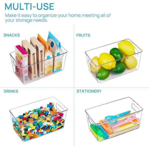 Vtopmart Clear Plastic Storage Bins, 4 Pack Small Pantry Organizer Bins with Handle for Kitchen, Freezer,Cabinet,Closet Organization and Storage - Image 7