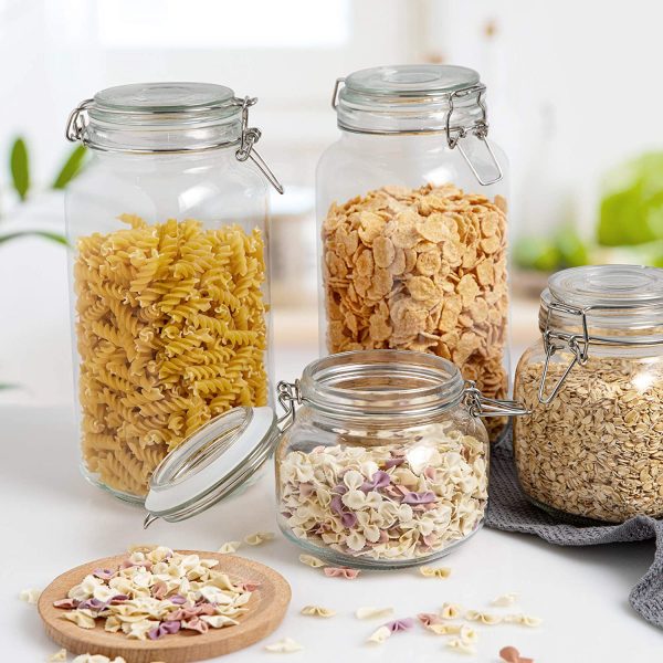 Vtopmart 78oz Glass Food Storage Jars with Airtight Clamp Lids, 3 Pack Large Kitchen Canisters for Flour, Cereal, Coffee, Pasta and Canning, Square Mason Jars with 8 Chalkboard Labels - Image 5