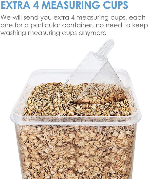 Food Storage Containers 2.5L / 84.5oz, Vtopmart 4 Pieces BPA Free Plastic Airtight Food Storage Containers for Flour, Sugar, Baking Supplies, with 4 Measuring Spoons and 24 Labels,Blue - Image 3