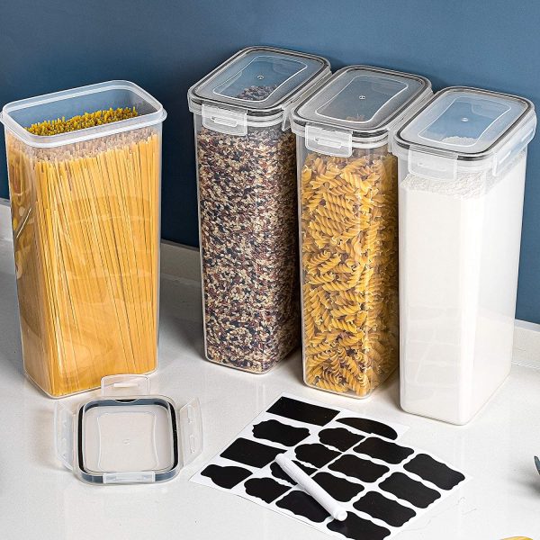 Vtopmart Airtight Food Storage Containers With Lids, 4 PCS 2.8L Pasta Containers for Pantry Organization and Storage, BPA Free Kitchen Storage Containers for Spaghetti, Flour, Sugar and Noodles, Black Visit the Vtopmart Store - Image 5