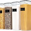 Vtopmart Airtight Food Storage Containers With Lids, 4 PCS 2.8L Pasta Containers for Pantry Organization and Storage, BPA Free Kitchen Storage Containers for Spaghetti, Flour, Sugar and Noodles, Black Visit the Vtopmart Store