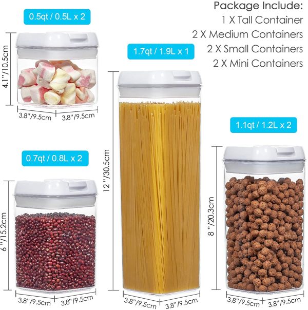 Airtight Food Storage Containers, Vtopmart 7 Pieces BPA Free Plastic Cereal Containers with Easy Lock Lids, for Kitchen Pantry Organization and Storage, Include 24 Labels - Image 2