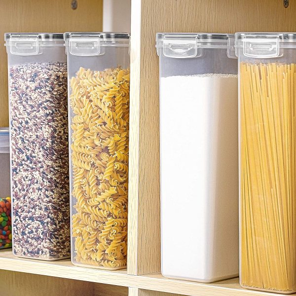 Vtopmart Airtight Food Storage Containers With Lids, 4 PCS 2.8L Pasta Containers for Pantry Organization and Storage, BPA Free Kitchen Storage Containers for Spaghetti, Flour, Sugar and Noodles, Black Visit the Vtopmart Store - Image 7