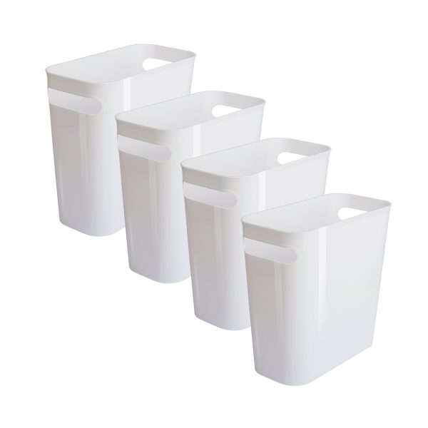Vtopmart 4 Pack Plastic Small Trash Can, 1.5 Gallon/5.7 L Office Trash Can, White Trash Bin with Built-in Handle, Slim Waste Basket for Bathroom, Bedroom, Home Office, Living Room, Kitchen - Image 2