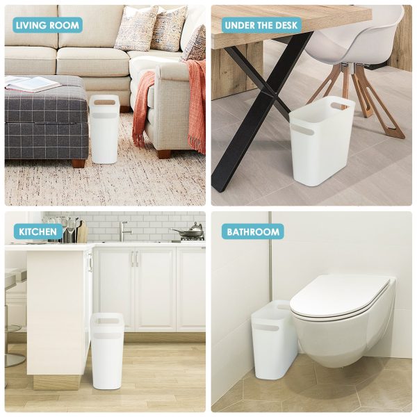 Vtopmart 4 Pack Plastic Small Trash Can, 1.5 Gallon/5.7 L Office Trash Can, White Trash Bin with Built-in Handle, Slim Waste Basket for Bathroom, Bedroom, Home Office, Living Room, Kitchen - Image 7