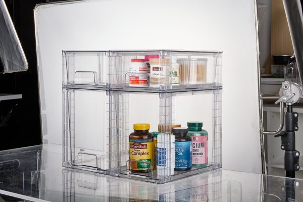 Vtopmart 4 Pack Large Stackable Plastic Storage Drawers, Acrylic Clear Bathroom Closet Undersink Organizer - Image 2