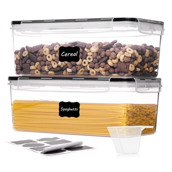 Vtopmart Airtight Food Storage Containers with Lids 2PCS Set 3.2L, Plastic Spaghetti Container for Pasta organizer, BPA Free Air Tight House Kitchen Pantry Organization and Storage