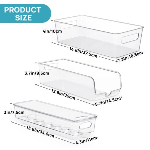 Vtopmart Set of 8 Fridge Organizer, Refrigerator Organizer Bins with Handles, Freezer Organizer Clear Organizing Bins, BPA-Free Fridge Storage Containers for Fridge, Freezer, Cabinet, Kitchen, Pantry - Image 2