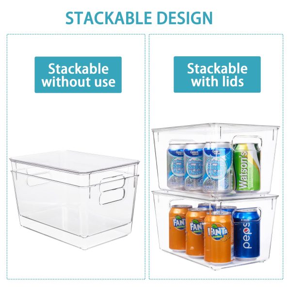 Vtopmart 6 Pack Clear Stackable Storage Bins with Lids, Large Plastic Containers with Handle for Pantry Organization and Storage,Perfect for Kitchen, Fridge, Cabinet, Bathroom Organizer - Image 2