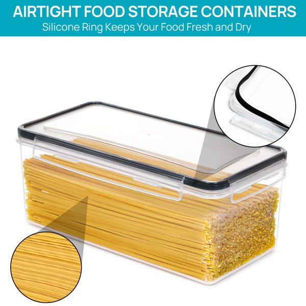 Vtopmart Airtight Food Storage Containers with Lids 8PCS Set 3.2L, Plastic Spaghetti Container for Pasta organizer, BPA Free Air Tight House Kitchen Pantry Organization and Storage - Image 3