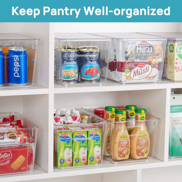 Vtopmart 6 Pack Clear Stackable Storage Bins with Lids, Large Plastic Containers with Handle for Pantry Organization and Storage,Perfect for Kitchen, Fridge, Cabinet, Bathroom Organizer - Image 3