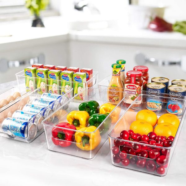Vtopmart Set of 8 Fridge Organizer, Refrigerator Organizer Bins with Handles, Freezer Organizer Clear Organizing Bins, BPA-Free Fridge Storage Containers for Fridge, Freezer, Cabinet, Kitchen, Pantry - Image 3