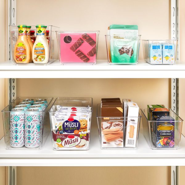 YIHONG Large Pantry Storage Organizer Bins,4 Pack Clear Plastic Storage Bins with Handle for Kitchen,Closet,Cabinet,Bathroom,Under Sink Organization(XL) - Image 3