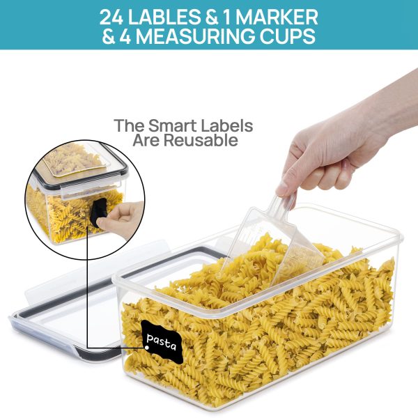 Vtopmart Airtight Food Storage Containers with Lids 8PCS Set 3.2L, Plastic Spaghetti Container for Pasta organizer, BPA Free Air Tight House Kitchen Pantry Organization and Storage - Image 4