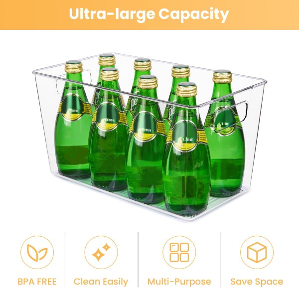 YIHONG Large Pantry Storage Organizer Bins,4 Pack Clear Plastic Storage Bins with Handle for Kitchen,Closet,Cabinet,Bathroom,Under Sink Organization(XL) - Image 4