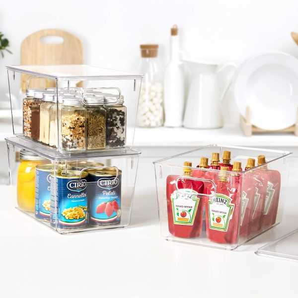 Vtopmart 6 Pack Clear Stackable Storage Bins with Lids, Large Plastic Containers with Handle for Pantry Organization and Storage,Perfect for Kitchen, Fridge, Cabinet, Bathroom Organizer - Image 4