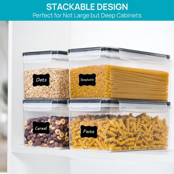 Vtopmart Airtight Food Storage Containers with Lids 8PCS Set 3.2L, Plastic Spaghetti Container for Pasta organizer, BPA Free Air Tight House Kitchen Pantry Organization and Storage - Image 5