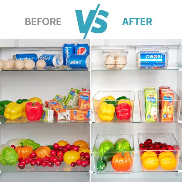 Vtopmart Set of 8 Fridge Organizer, Refrigerator Organizer Bins with Handles, Freezer Organizer Clear Organizing Bins, BPA-Free Fridge Storage Containers for Fridge, Freezer, Cabinet, Kitchen, Pantry - Image 5