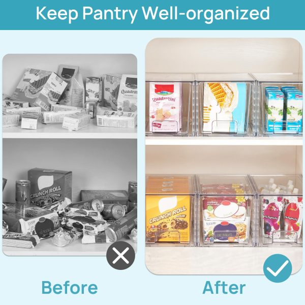 Vtopmart 4Pack Large Stackable Kitchen Pantry Storage Drawers, Clear Organizer Bins with Handles, Acrylic Drawer Organizers for Kitchen Pantry, Bathroom Undersink, Cabinet Organization and Storage - Image 5