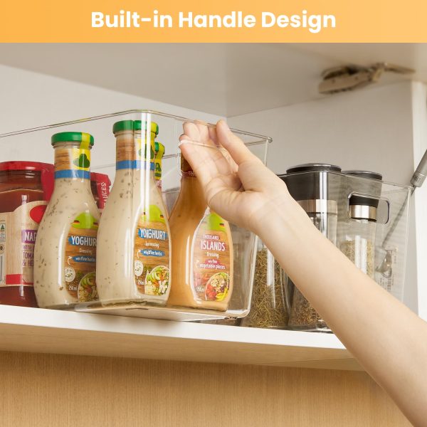 YIHONG Large Pantry Storage Organizer Bins,4 Pack Clear Plastic Storage Bins with Handle for Kitchen,Closet,Cabinet,Bathroom,Under Sink Organization(XL) - Image 5