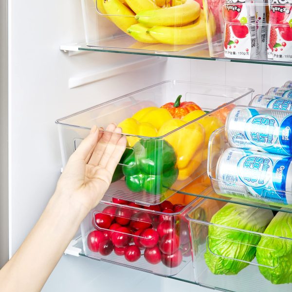 Vtopmart Set of 8 Fridge Organizer, Refrigerator Organizer Bins with Handles, Freezer Organizer Clear Organizing Bins, BPA-Free Fridge Storage Containers for Fridge, Freezer, Cabinet, Kitchen, Pantry - Image 6