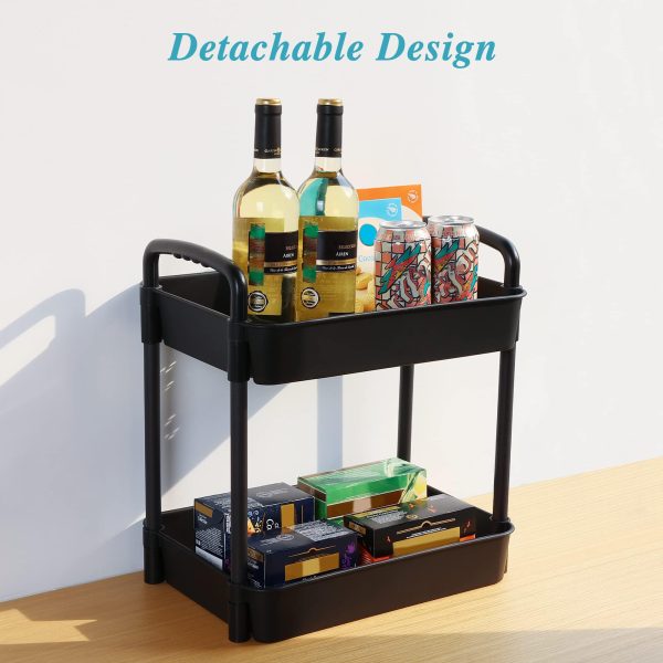 Vtopmart 4 Tier Rolling Cart with Wheels, Detachable Utility Storage Cart with Handle and Lockable Casters, Storage Basket Organizer Shelves, Easy Assemble for Bathroom, Kitchen, Black - Image 6