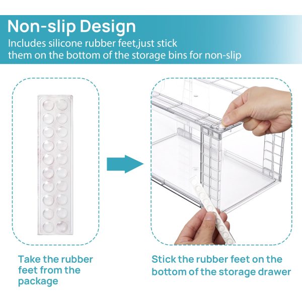 Vtopmart 4Pack Large Stackable Kitchen Pantry Storage Drawers, Clear Organizer Bins with Handles, Acrylic Drawer Organizers for Kitchen Pantry, Bathroom Undersink, Cabinet Organization and Storage - Image 6