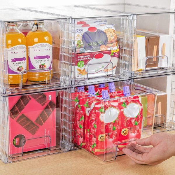 Vtopmart 4 Pack Large Stackable Storage Drawers,Easily Assemble Acrylic Bathroom Closet Undersink Organizers and Storage,Plastic Storage Bins for Kitchen Cabinets,Pantry,Makeup,Medicine Organization - Image 6