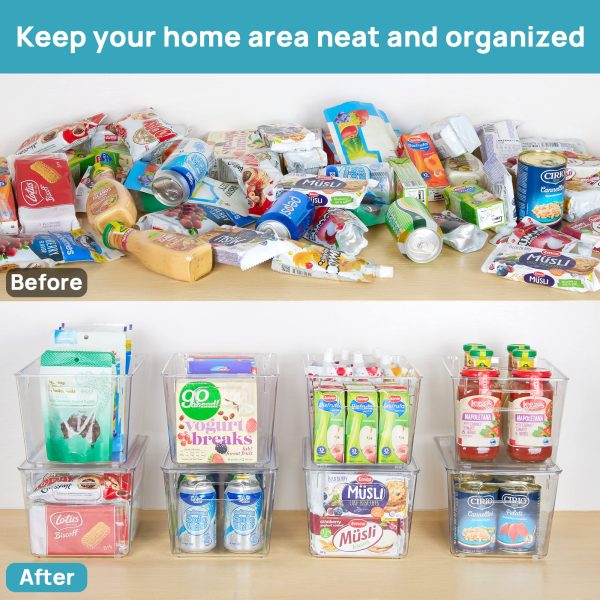 Vtopmart 6 Pack Clear Stackable Storage Bins with Lids, Large Plastic Containers with Handle for Pantry Organization and Storage,Perfect for Kitchen, Fridge, Cabinet, Bathroom Organizer - Image 6
