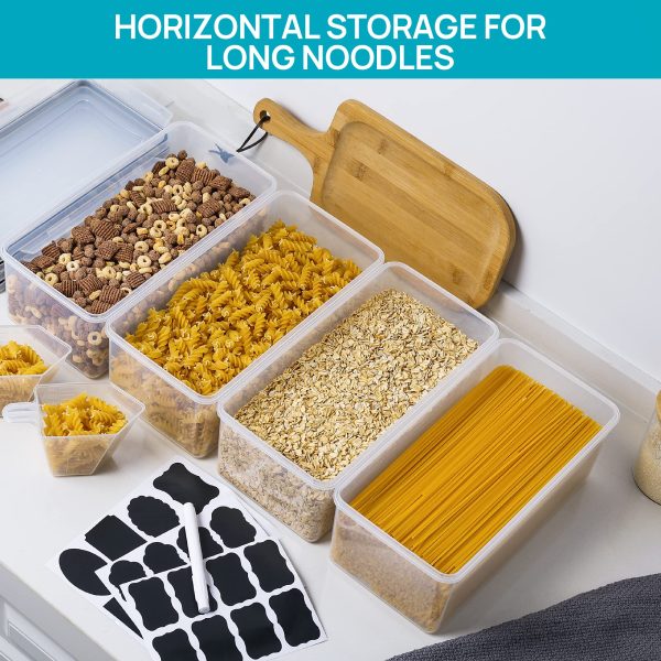 Vtopmart Airtight Food Storage Containers with Lids 8PCS Set 3.2L, Plastic Spaghetti Container for Pasta organizer, BPA Free Air Tight House Kitchen Pantry Organization and Storage - Image 6