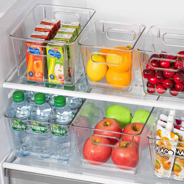 Vtopmart Clear Plastic Pantry Organizer Bins, 4 PCS Food Storage Bins with Handle for Refrigerator, Fridge, Cabinet, Kitchen, Countertops, Cupboard, Freezer Organization and Storage, BPA Free, Large - Image 7