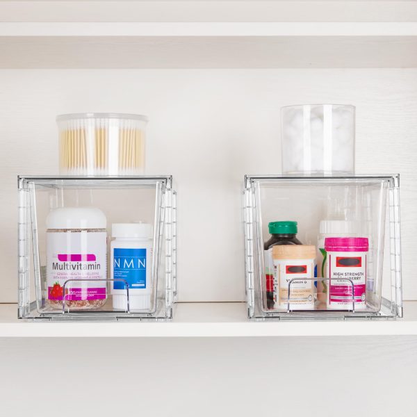 Vtopmart 4 Pack Large Stackable Storage Drawers,Easily Assemble Acrylic Bathroom Closet Undersink Organizers and Storage,Plastic Storage Bins for Kitchen Cabinets,Pantry,Makeup,Medicine Organization - Image 7