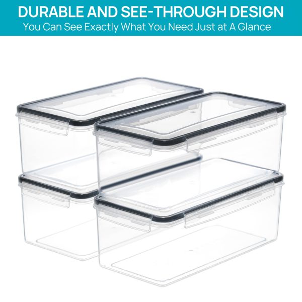 Vtopmart Airtight Food Storage Containers with Lids 8PCS Set 3.2L, Plastic Spaghetti Container for Pasta organizer, BPA Free Air Tight House Kitchen Pantry Organization and Storage - Image 7